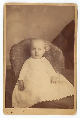 Antique Circa 1880s Cabinet Card Beautiful Baby In Long White Dress Sitting • $9.99