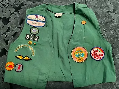 Vintage 1980s Sz 14 Girl Scouts Vest Patches Badges Pins Rainbow Dove Girl Scout • $4.99