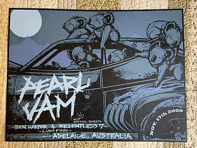 Pearl Jam Ben Harper MUNK ONE Adelaide Australia 2009 Silkscreen Concert Poster • $520