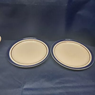 Vintage Newcor Stoneware  Prestige Cobalt  Set/2 Dinner Plates Blue Band Japan  • $13.99