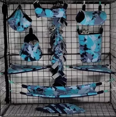 Turquoise Grey Plus Camo*Sugar Glider Cage Set * Rat * Double Layer Fleece • $36.55