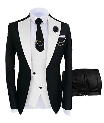 Men's 3 Pieces Mens Suit Groom Wedding Formal Tuxedo Prom Suit Blazer+Vest+Pants • $114.98