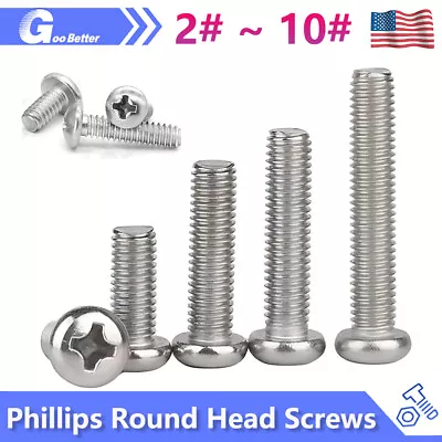 2#-10# Phillips Round Head Machine Screws A2 Stainless Steel (Pick Length & Qty) • $6.35