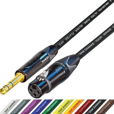 Van Damme Female XLR To Jack TRS Gold Neutrik 1/4  Balanced Lead Patch Cable Mic • £19.48