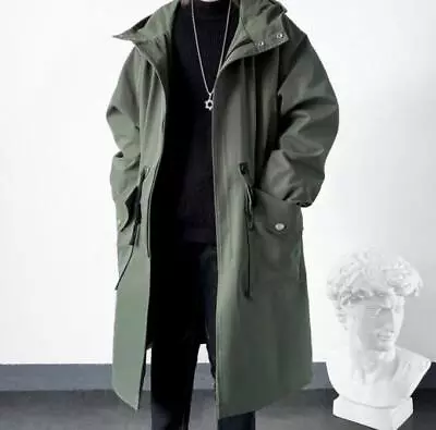 New Men's Trench Coats Casual Hooded Jacket Long Outweat Spring/ Fall Jackets • $51.11