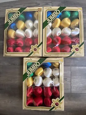 60 Vtg Pyramid Satin Wrapped Red Blue Gold Green White Balls Christmas Ornaments • $29.99