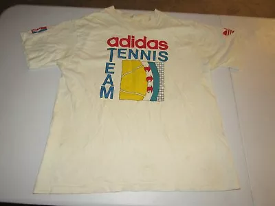 Vintage Adidas Team Tennis Indy Men's White Tag Shirt Size L Made USA • $7.99