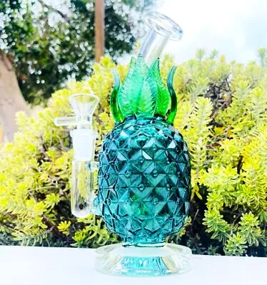 8  Dark Green Luxury Pineapple Glass Bong Tobacco Smoking Herb Water Pipe R2 • $34.97