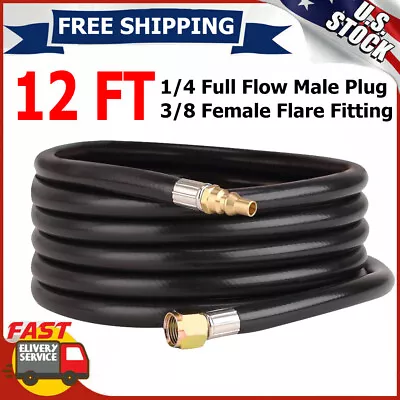 12FT RV Propane Hose Quick Connect 3/8  Female Flare Fitting For BBQ Grill Stove • $17.99