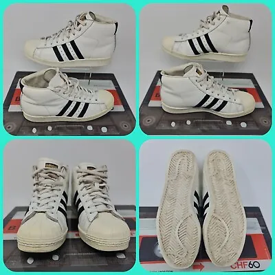 £29.99 • Buy Adidas Pro Model Womens UK Size 6  White Leather Trainers Shell Toes GC US  6.5