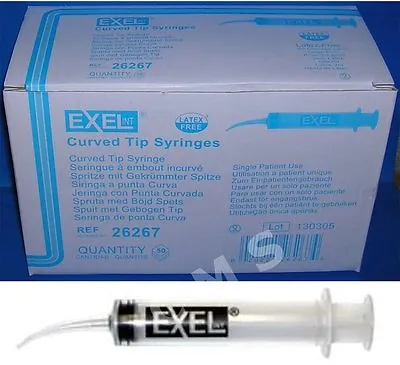 EXEL Curved Tip Utility Syringes 12cc / 12mL Dental Irrigation 50/BX Non-Sterile • $23.50