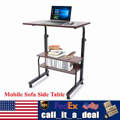 Mobile Sofa Side Table Laptop Table Book Desk Cart Tray Adjustable W/ Wheels  • $35.16