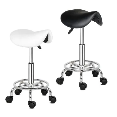 Adjustable Hydraulic Spa Salon Swivel Bar Stool Saddle Chair 360 Degrees Rolling • £26.99