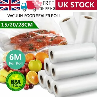 £6.52 • Buy 1~2Rolls 15/20/28cm Textured Vacuum Vac Sealer Sous Vide Food Saver Storage Bags