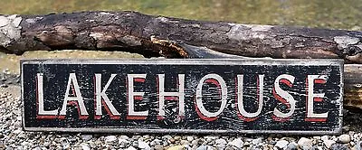 $39 • Buy Lake House Or Cabin Home Sign- Rustic Hand Made Vintage Wood Sign