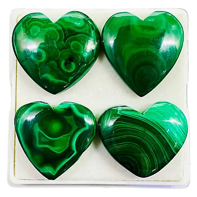 4 Pcs Natural Malachite 24.5-29mm Heart Cabochon Loose Untreated Gemstones Lot • $42