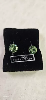 Vintage Genuine Austrian Crystal Emerald Raindrop Earrings • $15.97