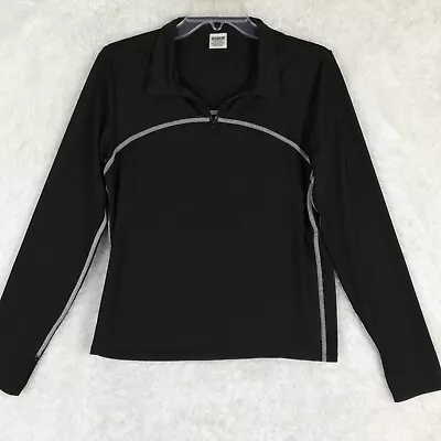 Pink Victoria's Secret Womens Top Long Sleeve Black Pullover Half Zip L • $11.99