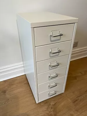 IKEA HELMER 6 Drawer Home Office Filing Cabinet Metal Unit White Castors 28x69cm • £9.50