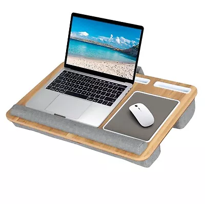 Portable Lap Desk Laptop Tray With Pillow Cushion Mouse Pad Phone Tablet Slot • £24.50