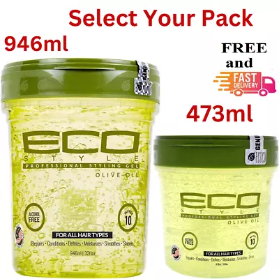 ECOStyle Olive Oil Styling Gel Olive Oil ECO Styler Gel 473ml-946-236ml Max Hold • £5.99