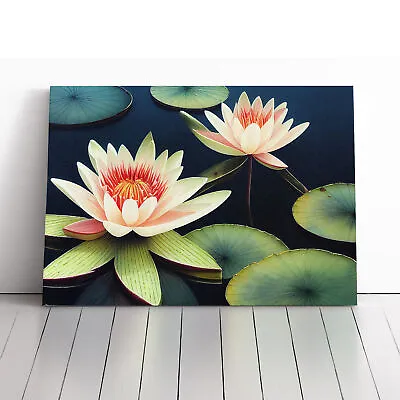 Compelling Water Lily Flowers Canvas Wall Art Print Framed Picture Home Decor • £29.95