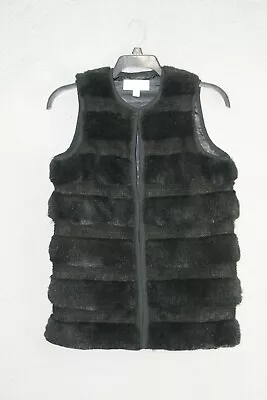 Michael Kors Vest Womens Extra Small 0 2 Black Modacrylic Fur Sleeveless Ladies • $55.67