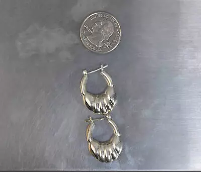 CrazieM Sterling 925 Silver Vintage Southwestern Estate Hoop Earrings 5.7g X94 • $0.99