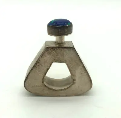 Chic Modernist Mexican Sterling Silver Perfume Bottle Blue Green Stone • $85