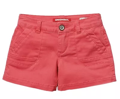 NWT NEW Girls Unionbay Twill Shorts Sz 14 Dark Pink Flamingo Style G1RRG38 • $12.99