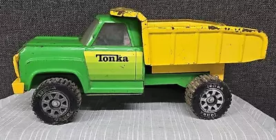 Vintage 1970s Tonka Dump Truck~ Pressed Steel~ Green & Yellow • $18.99