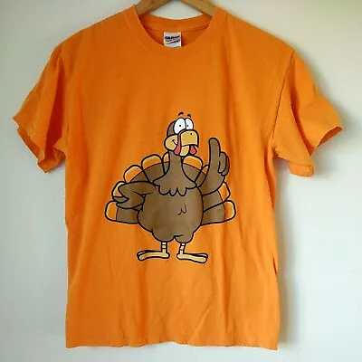 $14.99 • Buy Gildan Krispy Kreme Orange T-shirt Thanksgiving Turkey Cartoon Graphic Medium