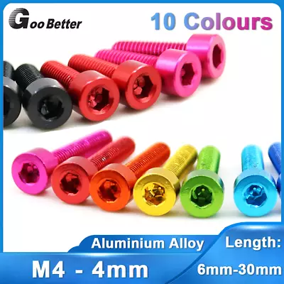 M4 Aluminum Alloy Socket Cap Screws Anodized Allen DIY Bolts Hex Head Colourful • $3.59