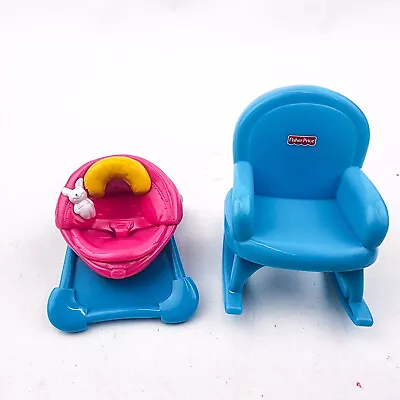 Fisher Price My First Dollhouse Furniture Babys Room Rocking Chair & Bouncer • $12.99