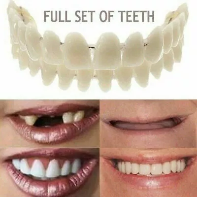 Smile Snap On False Teeth Upper + Lower Dental Veneers Dentures Tooth Covers 28/ • $13.89