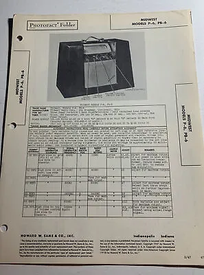 Vintage Photofact Folder Midwest Models P-6 PB-6 February 1947 A38B • $8