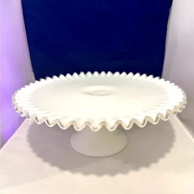 Fenton Silver Crest Milk Glass Pedestal Cake Plate Vintage Excellent Condition • $125