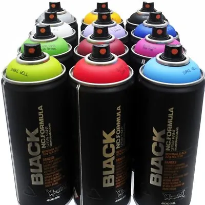 Montana BLACK 400ml Popular Colors Set Of 12 Street Art Mural Spray Paint • $104.55