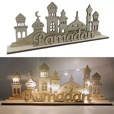 With LED Light Wooden Ornament Ramadan Eid Mubarak Decoration Kareem Ramadan • $12.73