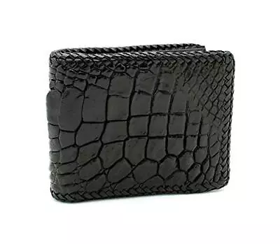 Luxury Crocodile Skin Leather Bi-fold Short Wallet (Black) • $124.42