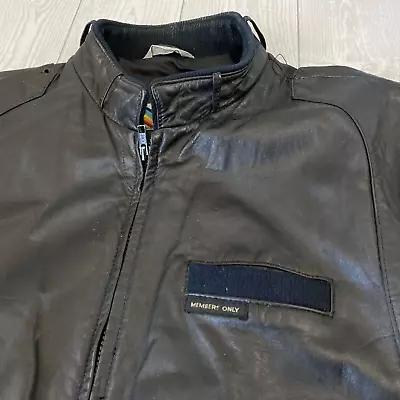 Vintage Members Only 42 Large Cafe Racer Leather Jacket Black Korea 1980s *READ • $40