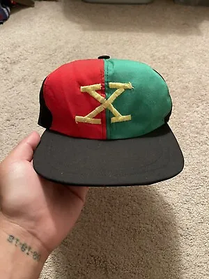 Vintage 80s 90s Malcolm X Colorblock Africa Elastic Hat Cap David Hammons Rasta • $33.33