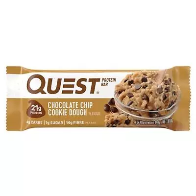 Quest Protein Bar Chocolate Chip Cookie Dough 60g • $4.25