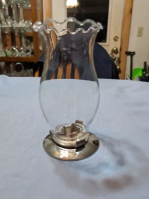 Vintage Hurricane Glass Chimney Ruffled Edge Removable Base Taper Candle Holder • $9.99