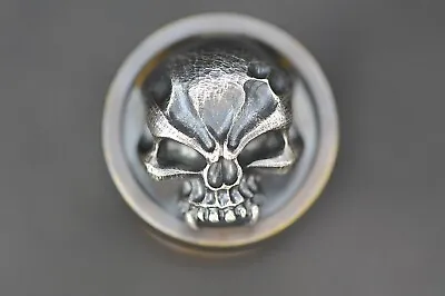 Steel Flame XL 3D Silver Warrior Skull Drawer Knob Handle • $935