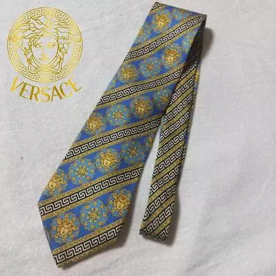 GIANNI VERSACE Rare Tie Multicolor Medusa Logo Pattern Allover Silk Italy K163 • $38