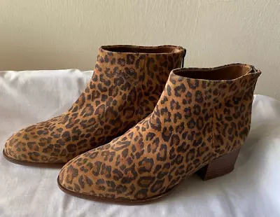 Seychelles Women's Floodplain Brown Leopard Leather Almond Toe Booties 8.5 • $29.99