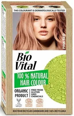 £10.95 • Buy BIO VITAL 100% Natural Hair Dye Color PINK RED Vegan Formula Amonia FREE