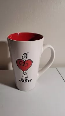 I LOVE MY SISTER COFFEE MUG White & Red Tall Cup Spectrum • £11.52