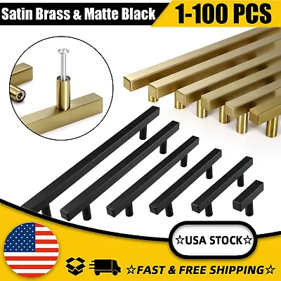 $10.59 • Buy Stainless Steel Kitchen Square Cabinet Handles Black Gold T Bar Drawer Pulls Lot